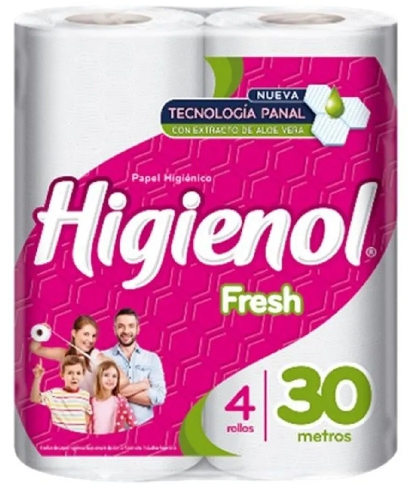 PAPEL HIGIENICO HIGIENOL FRESH 4X30 HOJA SIMPLE